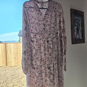 Knox Rose Pink and Cream Floral Long Sleeve Dress
